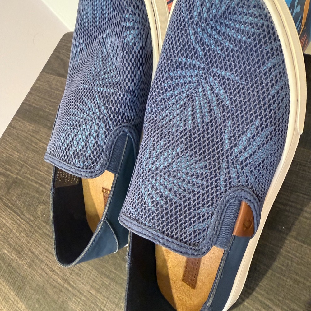 Olukai Pehuea Women's Blue Palm Mesh Slip On Sneakers Size 8 - Picture 12 of 13